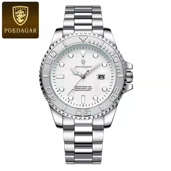 POEDAGAR Top Luxury Man Watch Waterproof Luminous Date Men Watch Stainless Steel Male Clock Sport Fashion Men's Quartz Watches