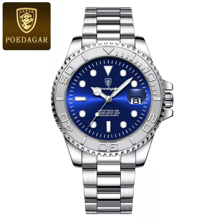 POEDAGAR Top Luxury Man Watch Waterproof Luminous Date Men Watch Stainless Steel Male Clock Sport Fashion Men's Quartz Watches